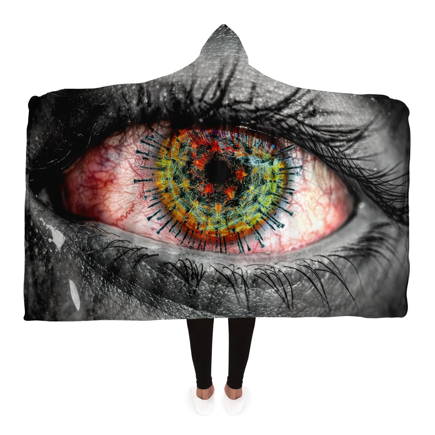 Eye See You Hooded Blanket, detail view — Colee.One festival apparel