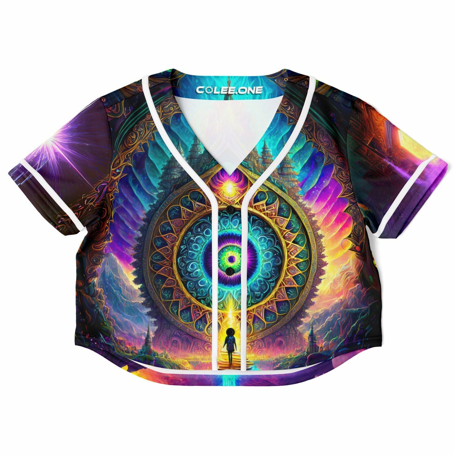 Our Dreamscape Crop Top Jersey, front view — Colee.One festival apparel